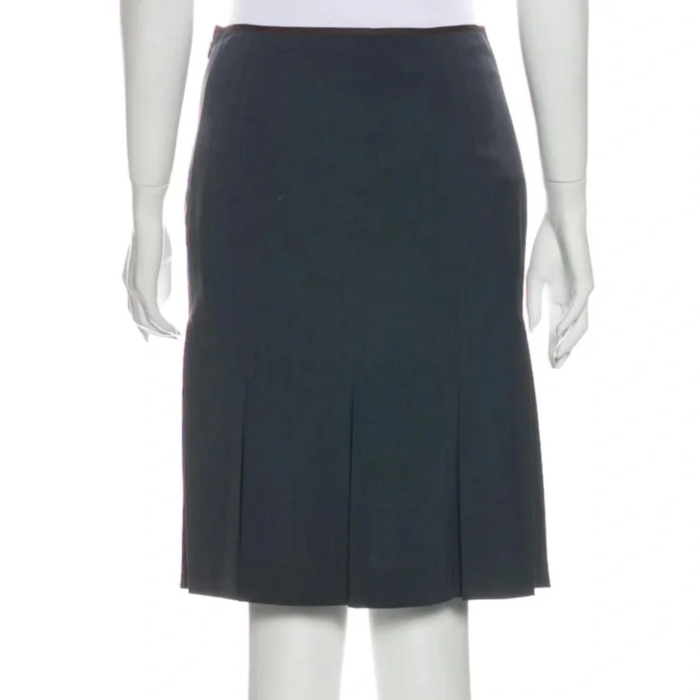 Paul Smith Blue Wool pleated slit knee length Skirt‎ straight pencil
